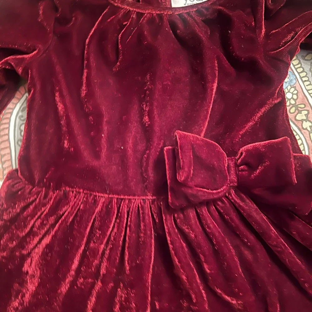 Precious Velvet Red Dress with Bow and panties 9 mo